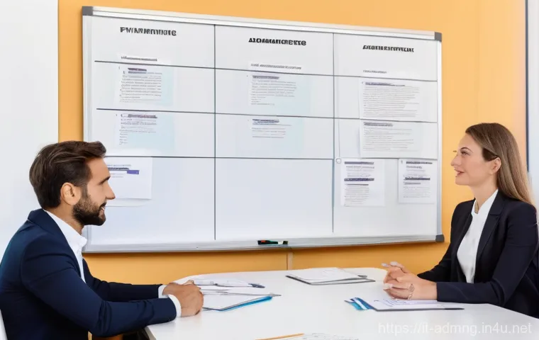 행정관리사와 경영학 지식 활용 - **Prompt:** A focused male professional in his early 40s, wearing a crisp light blue shirt and dark ...