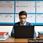 행정관리사 합격률 분석 - A professional study environment featuring an Italian public administration candidate preparing for ...