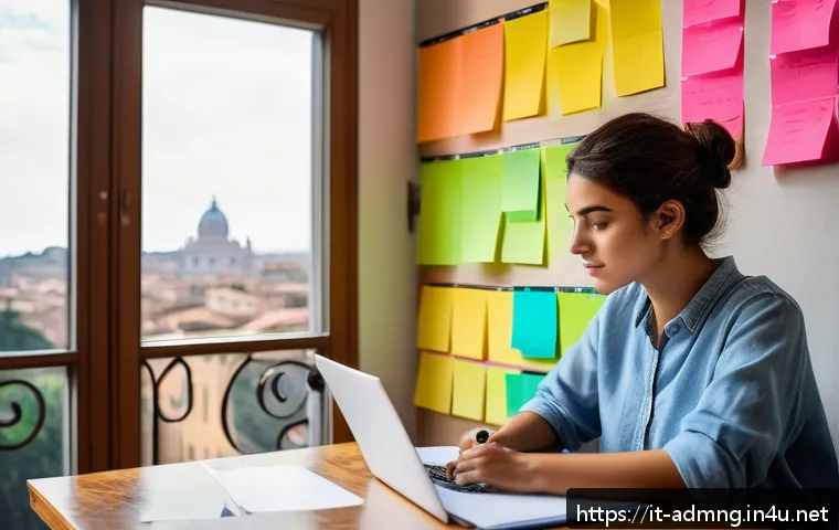 행정관리사 합격을 위한 추천 공부법 - A focused young Italian student sitting at a wooden desk in a bright, modern room with large windows...