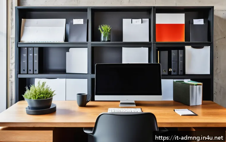 행정관리사 필수 노하우 공개 - A modern Italian office environment featuring a professional administrative worker sitting at a slee...