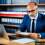 행정관리사 초보자 필수 정보 - A professional Italian public administrator in a modern office setting, wearing business attire and ...